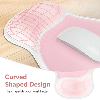 AKIT Ergonomic Mouse Pad and Keyboard Wrist Rest, Gel Wrist Rest for Computer Keyboard, Non-Slip Base, Pain Relief, Mousepad Set for Gaming, Home and Office, Pink - color: Pink