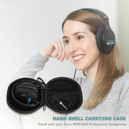 Ginsco Hard Shell Headphone Case Compatible with Skullcandy/Soundcore/Beats/Sony MDR7506/BERIBES/KVIDIO/TOZO Foldable Wireless/Wired Over-Ear Headphones, Travel Carrying Headset Case (Black)