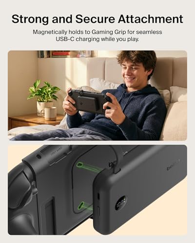 Belkin Nintendo Switch 2 Grip Charging Case with 10000mAh Power Bank 30W | Magnetically Attachable Custom 10000mAh Power Bank with Ergonomic Nonslip Grip, Quick Release, Dockable, Built-in Kickstand - color: Black, style: Charging Grip