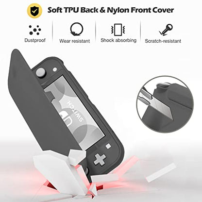 ProCase Flip Cover for Nintendo Switch Lite with 2 Pack Tempered Glass Screen Protectors, Slim Protective Case with Magnetically Detachable Front Cover for Nintendo Switch Lite 2019 -Grey - color: Grey