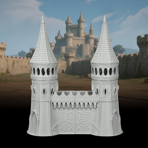 Modular Fantasy Fortress Corner for TTRPG - 25mm Scale Unpainted Stone Tower & Wall Scenery, Gothic RPG Terrain Set for Dungeon Masters & Wargame - City Wall Corner 1 (AF1104 C) - color: Af1104 C City Wall Corner 1