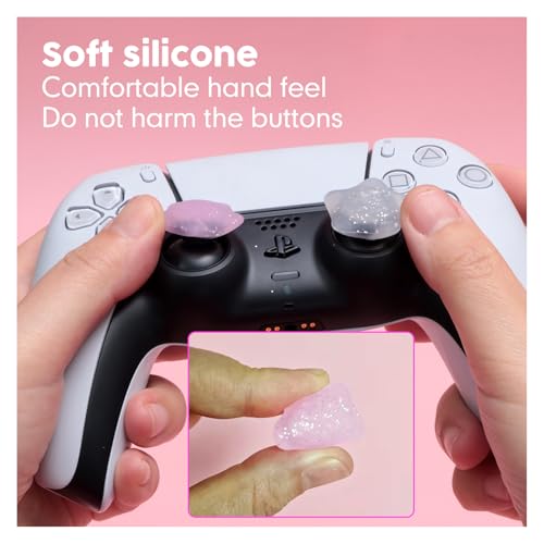 NANANINO PS5 Thumb Grips, Switch Pro, PS4, Xbox Controllers, 4-Pack, Clear | PS5 thumb grips with sweat-resistant silicone for Switch 2, Switch Pro, PS4 and Xbox controllers, ergonomic 4-pack - color: Clear