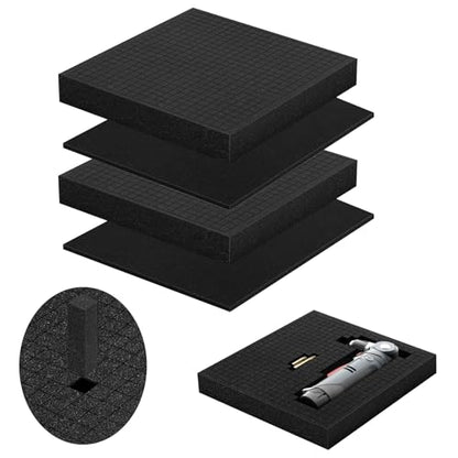 4pcs Pick and Pluck Foam - 12 x 12 x 2 &12 x 12 x 0.4 IN Gun Case Foam Sheets Padding Pre-Cube Sheets with Bottom Packing for Gun Cases Padding Storage Organizer - size: 2 size- length 12in