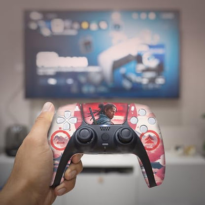 Ghost of Tshushiima Custom PS-5 Controller Wireless compatible with Play-Station 5 Console by BCB Controllers | Proudly Customized in USA with Permanent HYDRO-DIP Print(NOT JUST A SKIN)(MODDED) - color: Ghost of Tshushiima, size: Modded - Front & Back Pri