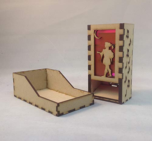 Bard Mini Dice Tower v1 Neon Pink Acrylic Window Laser Cut MDF Unique Gift
