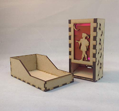 Bard Mini Dice Tower v1 Neon Pink Acrylic Window Laser Cut MDF Unique Gift