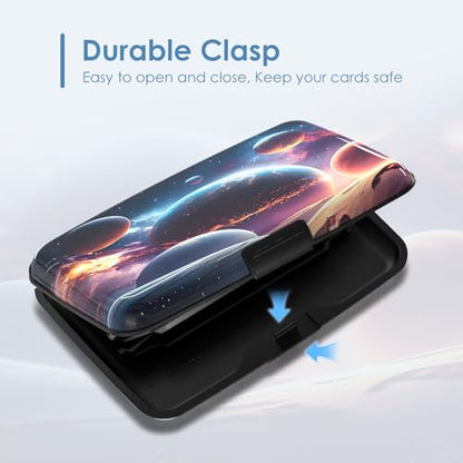 Credit Card Holder, Cool Planet RFID Wallet Women Pocket Small Card Holder Travel Cute Thin Card Case ID Aluminum RFID Blocking Card Organizer Gifts Girls - color: Cool Planet