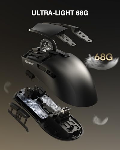 G59 Wireless Gaming Mouse, PAW3950 Sensor, 30,000 DPI, 8000Hz Polling Rate, Programmable Buttons, RGB 68g Tri-Mode Lightweight Esports Mouse for PC/Laptop/Mac