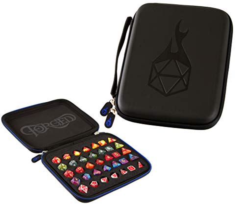 Forged Dice Co. Dicemaster's Display & Storage Box - Holds 35 Metal or Plastic Polyhedral Dice / 5 Sets - color: Blue Zipper