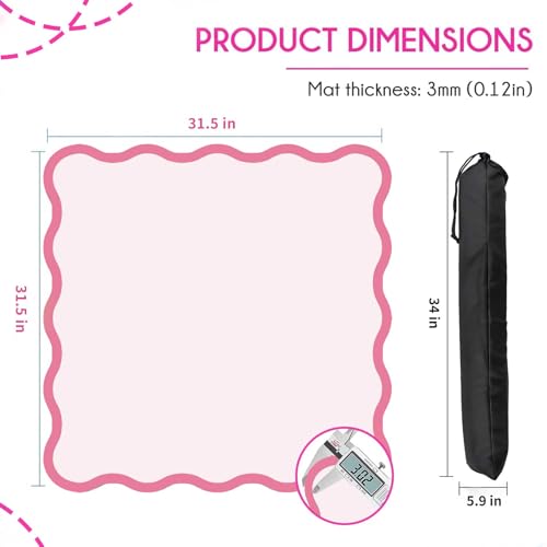 Scalloped Mahjong Mat - Non-Slip Noise Reduction Gaming Mat 31.5 x 31.5 Inch for Mahjong,Waterproof Surface, Neoprene Mahjon for American Mahjong Game (Pink) - color: Pink