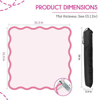 Scalloped Mahjong Mat - Non-Slip Noise Reduction Gaming Mat 31.5 x 31.5 Inch for Mahjong,Waterproof Surface, Neoprene Mahjon for American Mahjong Game (Pink) - color: Pink