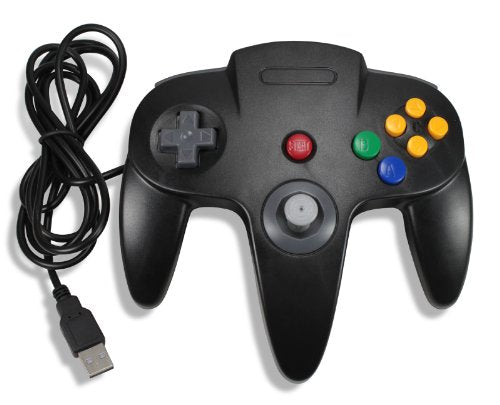 Classic Retro N64 Bit USB Wired Controller for PC and MAC - Black