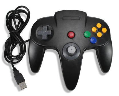 Classic Retro N64 Bit USB Wired Controller for PC and MAC - Black