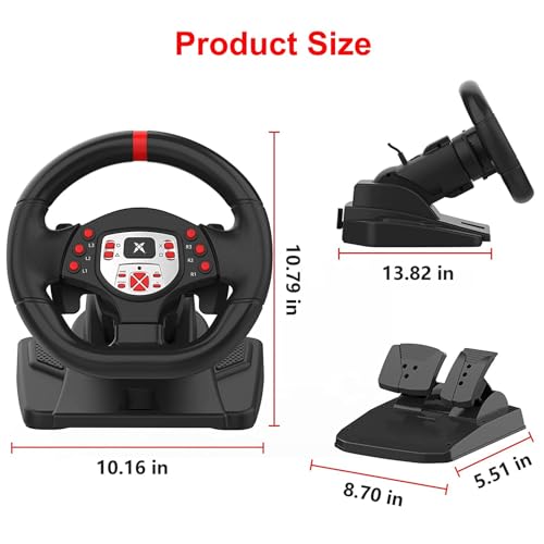 DOYO PS4 Steering Wheel and pedals and shifter, volante para PC, 180°gaming racing wheels Dual-Motor Feedback Driving Force for PS3/PS4/PC/Switch/Android