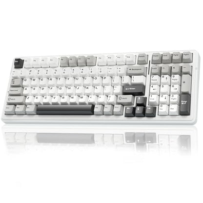 AULA F99 Wireless Mechanical Keyboard,Tri-Mode BT5.0/2.4GHz/USB-C Hot Swappable Custom Keyboard,Pre-lubed Linear Switches,RGB Backlit Computer Gaming Keyboards for PC/Tablet/PS/Xbox - color: Black&Grey&White