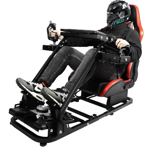 Dardoo Flight Simulator Cockpit with Seat Adjustable Fit for Logitech G923, for Saitek, for Thrustmaster T80 T150 HOTAS Warthog, Game Mount, Without Wheel, Shifter Pedal