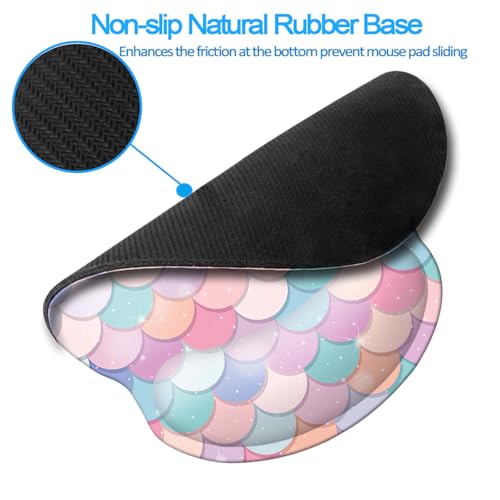Ergonomic Memory Foam Wrist Support Mouse Pad Comfortable Padded Wrist Mousepads 9in X10in Pain Relief Desktop Mouse Mat (Sweet Mermaid Foam) - color: Sweet Mermaid Foam