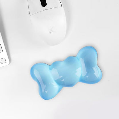 Gel Wrist Rest for Keyboard and Mouse Transparent Blue Bow Elbow Pad Cushion Ergonomic Cute Clear Cool Heart Mouse Wrist Pad Silicone Non-Slip Support for Computer Gaming Home Office Women Hand Pillow - color: Bow Blue