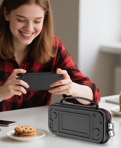 Switch Carrying Case for Nintendo Switch 2 (2025)/Switch/OLED, Switch Travel Carrying Case Hard Shell Protective for Nintendo Switch 2 Accessories, 10 Game Card Slots, Crush-resistant - size: Case only-Black