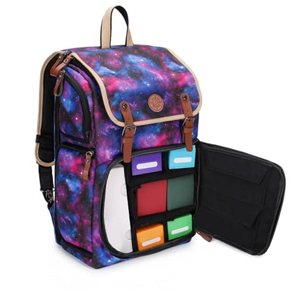 ENHANCE Designer Edition TCG Backpack - MTG Deck Bag Card Binder Space, TCG Deck Box Storage, MTG Playmat Holder - Card Storage Compatible with Magic the Gathering, Pokemon, Lorcana (Canvas Galaxy) - color: Canvas Galaxy