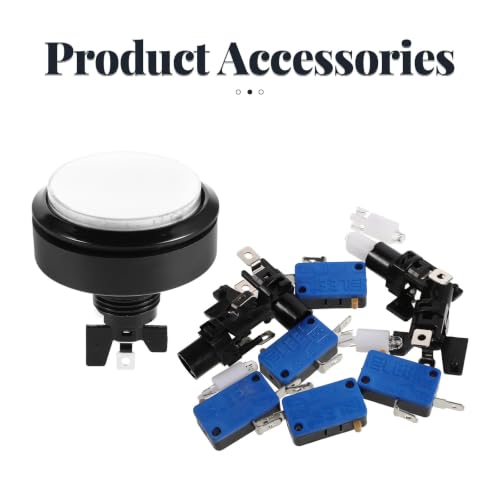 SECFOU 5pcs Round LED Illuminated Push Button Switch for Arcade Machine and Control Panel, 60mm Plastic Metal Momentary Button with Easy Installation for Home Arcade Projects and Quick