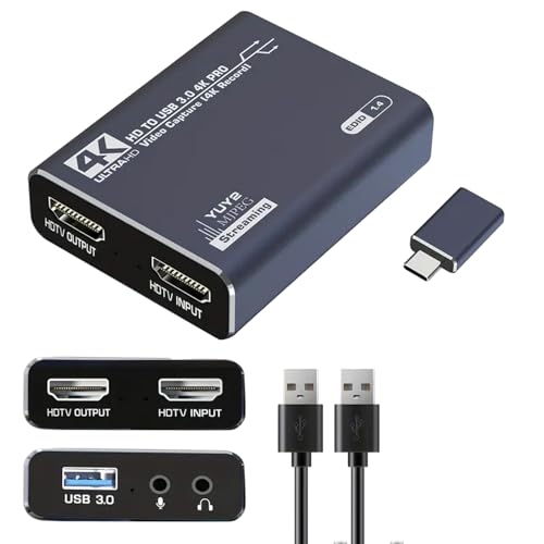 dobestyou 4K Capture Card Grey for Streaming, Recording & Gaming – Video Capture Device with USB 3.0, 1080p 60fps, Plug & Play,Zero Latency for PS5, Xbox, Switch, OBS, PC, Mac - size: Capture Card Without Hdmi Cable-Grey