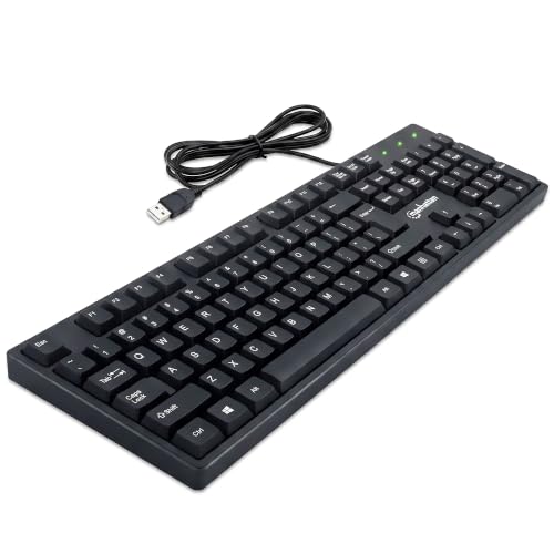 Manhattan Wired Computer Keyboard – Basic Black Keyboard - with 4.5ft USB-A Cable, 104-keys, Foldable Stands - Compatible for Windows, PC, Laptop - 3 Yr Mfg Warranty – 179324 - color: Black