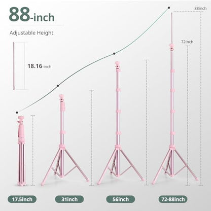 SENSYNE 88" Phone Tripod & Selfie Stick, Extendable Cell Phone Tripod Stand with Wireless Remote and Phone Holder, Pink - color: Pink, size: 88-inch