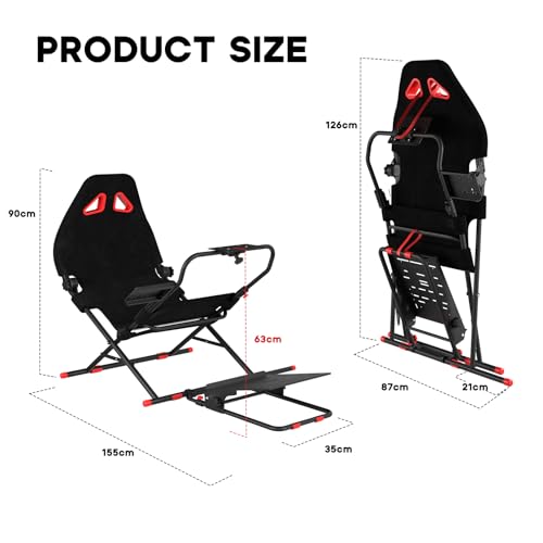 DIWANGUS Racing Wheel Stand Sim Racing Cockpit with Racing Chair Seat Foldable Adjustable Sim Racing Cockpit for Logitech G29 G920 G923 G27 G25 T248 T300RS PS4 PS5