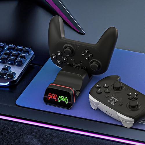 Controller Charging Dock for Switch Pro & Switch 2 Pro Controller, PS5 Controller, Xbox Series X|S & Elite 2, 2-Port LED Charging Station (Not for PowerA/3rd-Party Pro), 5V2A Recommended