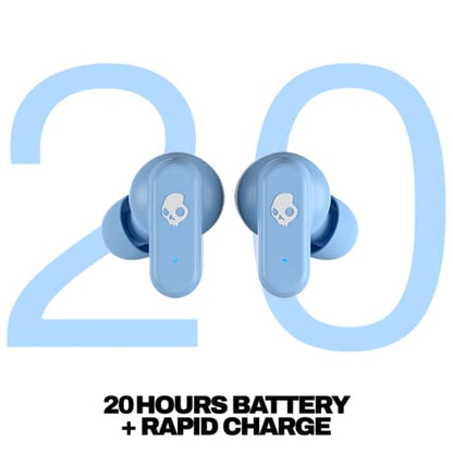 Skullcandy Dime 3 Wireless In-Ear Bluetooth Earbuds - Preppy Blue | Noise Isolating Fit, 20 Hours Battery, Microphone for iPhone Android, Easy Carry with Integrated Lanyard, Travel Friendly - color: Preppy Blue