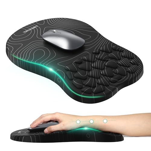 TECKNET Ergonomic Mouse Pad with Wrist Rest, Soft Mousepad with Massage Design, Memory Foam and Non-Slip PU Base for Pain Relief, Gaming Mouse Pad for Desk, Home, Office, 12x8 Inches, Black White - color: Black White