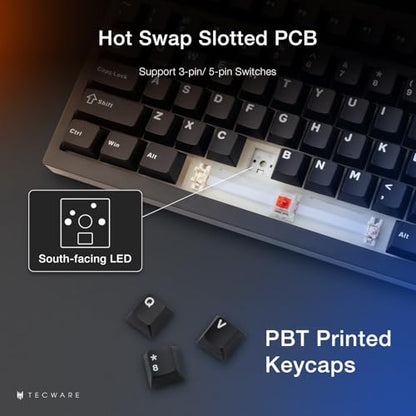 TECWARE Spectre 96% RGB Mechanical Gaming Keyboard | Customizable LCD Screen | Tri-Mode Wireless with Knob | Gasket Mount | South Face 5-Pin Hot-Swappable Sockets | White Cocoa Brown Switch - color: Cocoa Brown