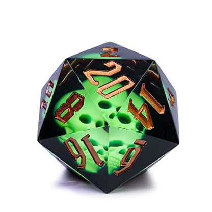 Cusdie Large D20 Dice 55mm with Sharp Edges, D&D 20 Sided Dice, Handmade DND Giant D20 for RPG, Table Games(Green Skull) - color: Green Skull