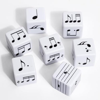 7Pcs Fun Music Beat Study Note Dice, Large 25mm Music Theory Dice, Includes 42 Basic and Advanced Beat Study Patterns for Theory Learning - color: Music Dice-7 Pcs