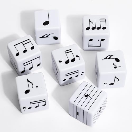 7Pcs Fun Music Beat Study Note Dice, Large 25mm Music Theory Dice, Includes 42 Basic and Advanced Beat Study Patterns for Theory Learning - color: Music Dice-7 Pcs