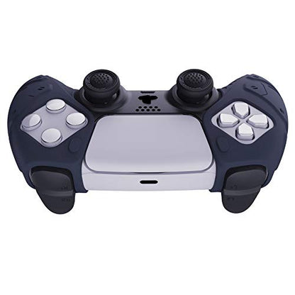 PlayVital Mecha Edition Midnight Blue Ergonomic Soft Controller Silicone Case Grips for ps5, Rubber Protector Skins with Thumbstick Caps for ps5 Controller - Compatible with Charging Station - color: Midnight Blue