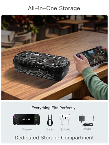 UYIYE Carrying Case for ROG Xbox Ally X/ROG Xbox Ally (2025), Hard Shell Travel Case with Charger Storage Compartment, Crystal Velvet Lining, EVA Protection, Waterproof Portable Carrying Bag, Camo - color: Camo Black