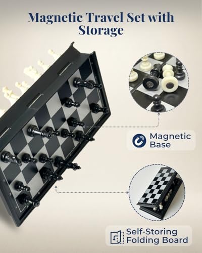 Travel Chess Set Magnetic Portable Folding Chess Board - Small Mini Chess Set - (Small / 7.6 Inch) - size: Small / 7.6 Inch