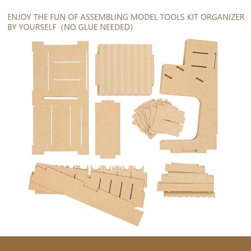 Wooden Model Kit Organizer Rack with MDF Material, Paint Rack, Screwdriver/Brush Holder, For Tamiya Paints and Tools, GK1