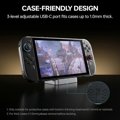 GuliKit Dock Station for Switch 2/Switch,4K TV Docking Base,Case Friendly | One for all consoles,4K/60Hz,100W PD,Excellent Cooling,Anti-tip Wide Base,Case-friendly,Full Protection,Firmware Upgradeable