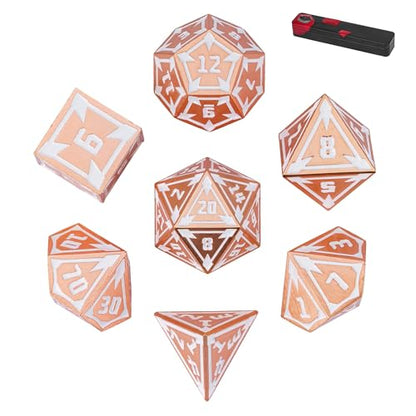 UDIXI Metal D&D Dice Set RPG DND Dice Set for Tabletop Game (Rose Gold) | 7-Pieces, Lozenge Pattern, Zinc Alloy Material, Gorgeous Gift Case, DM Gift, for Dungeons and Dragons Role Playing Games - color: Rose Gold