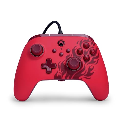 PowerA Advantage Wired Controller for Xbox Series X|S - Red Flame, gamepad, hall effect thumbsticks, gaming controller, USB-C, Works with Xbox One, Officially Licensed - style: Red Flame