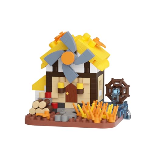 Autumn Harvest Windmill Cottage Mini House Building Toy | Micro set miniature block with construction model for adults teens birthday gift. Creative cabin home decor. - style: Autumn Harvest