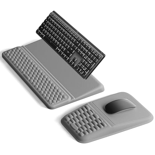 Vaydeer Keyboard Stand and Mouse Pad Set with Wrist Rest, Soft Memory Foam Wrist Support, Ergonomic Wrist Cushion for Desk, Relieves Carpal Tunnel Pain, Palm Hand Typing for Office, Gaming, Grey - color: Gray, style: No Storage Slot