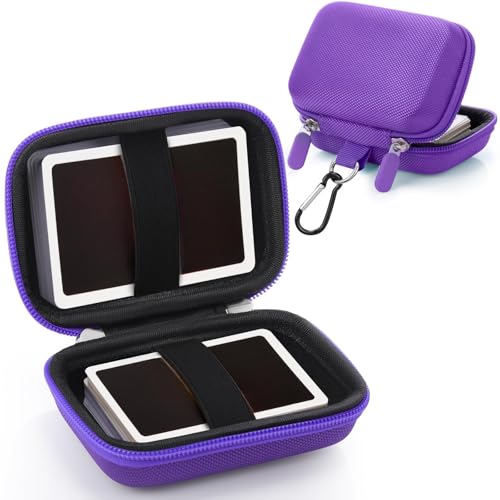 Sanwuta 2 Pcs Travel Card Games Case Playing Card Case EVA Hard Protective Storage Carrying Bag for Classic Playing Box Not Including Cards (Purple) - color: Purple