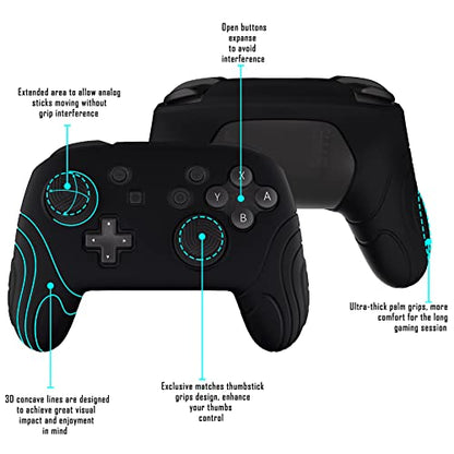 PlayVital Samurai Edition Ergonomic Silicone Skin Protective Case for Nintendo Switch Pro Controller, Soft Anti-slip Controller Grip Protector for Nintendo Switch Pro with Thumb Grip Caps - Black - color: Black