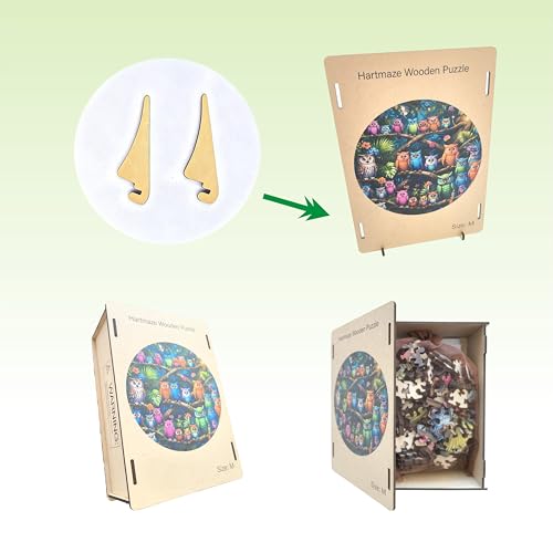 Hartmaze Wooden Jigsaw Puzzle - Owls Cozy Habitat, 178 Unique Irregular Pieces, 11.2x11.2 Inch, Exquisite Wooden Gift Box, Challenging Art Puzzle for Adults & Kids Ages 8 and Up - color: Owls Cozy Habitat