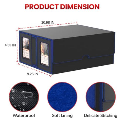 Gomyrod Card Deck Box with 4 Commander Display & Dice Tray (Black & Blue) | 7 In 1 MTG Commander Deck Box, Fits 240+ Toploader Cards, Removable Deck Case, Compatible for Magic/TCG/Sports/Baseball Cards - color: Black & Blue