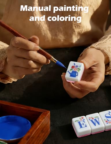 Mahjong Tile Set 160 Bling Acrylic Engraved American Mahjong Game Sets | HYZYey Sparkle Pink Garden Series 1.2” Mah Jongg Tiles with 6 Dice PU Bag Accessories Gifts for Majong Players Beginners - color: Pink